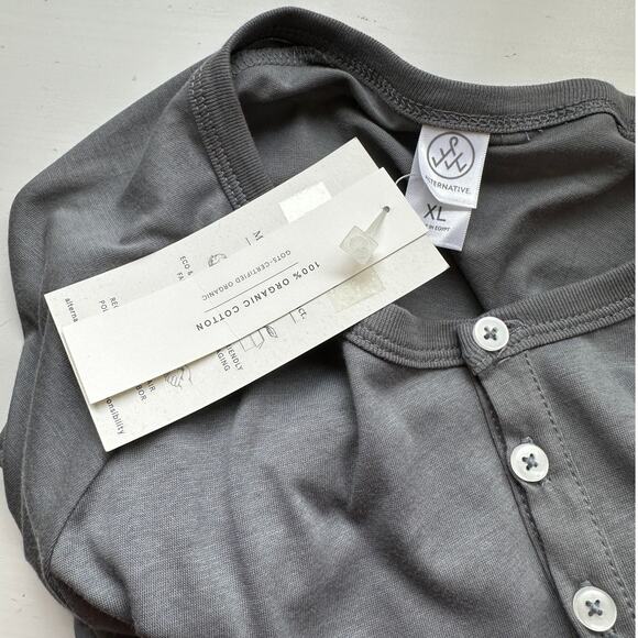 Alternative Earth Ocean Gray Raglan Sleeve Round Neck Henley Tee XL - Picture 8 of 14